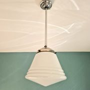 Art Deco pendant lamp in conical white opaline, 1920s-30s