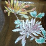 Ancien vase décor floral émaillé