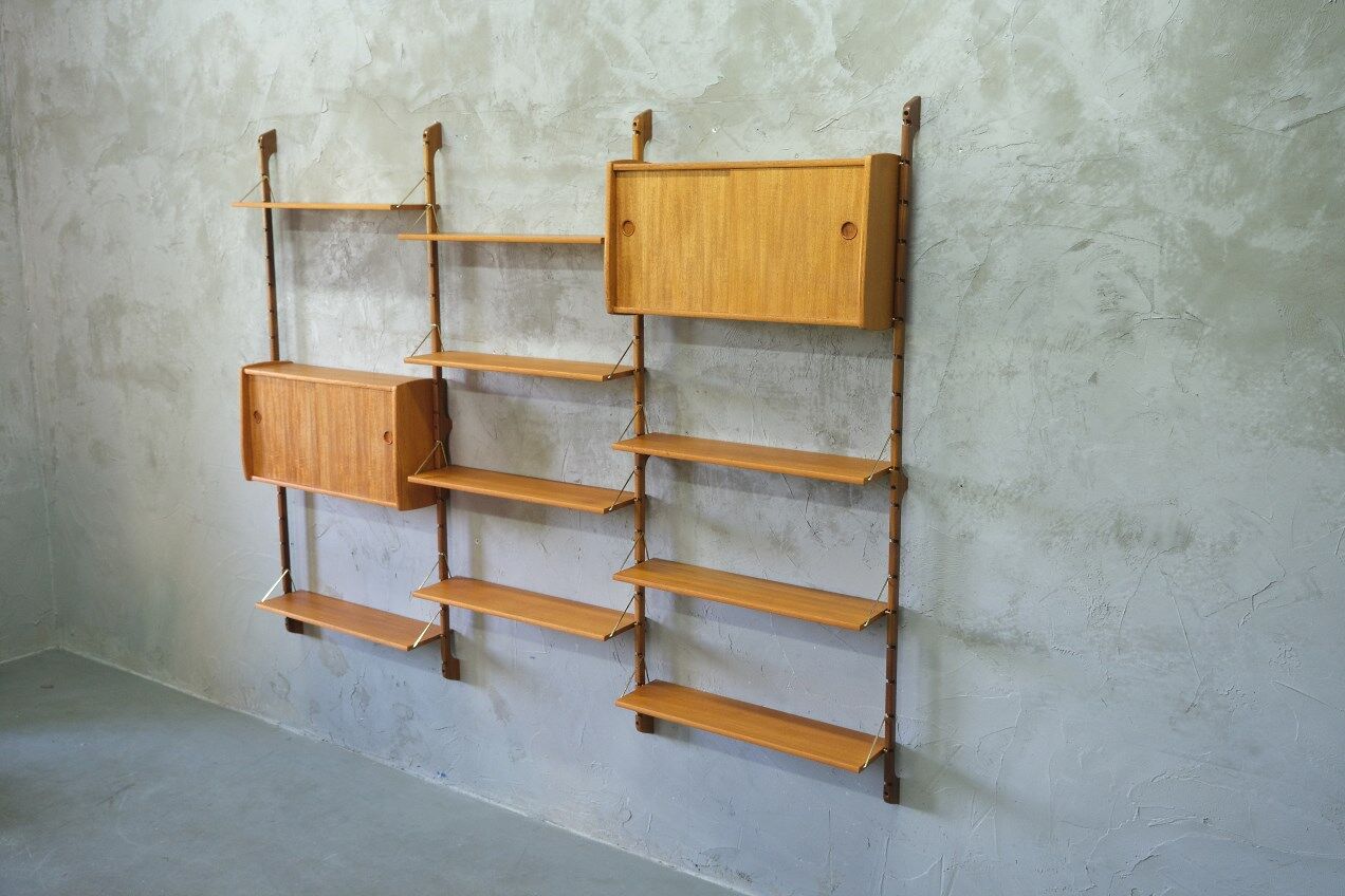 Mid-century modular teak wall unit by john texmon for blindheim mobelfabrik, norway, 1960s