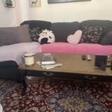 Table basse bois noir et chêne – 4 tiroirs de rangement