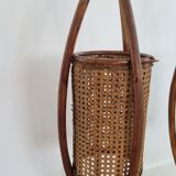 Pair vintage rattan lanterns