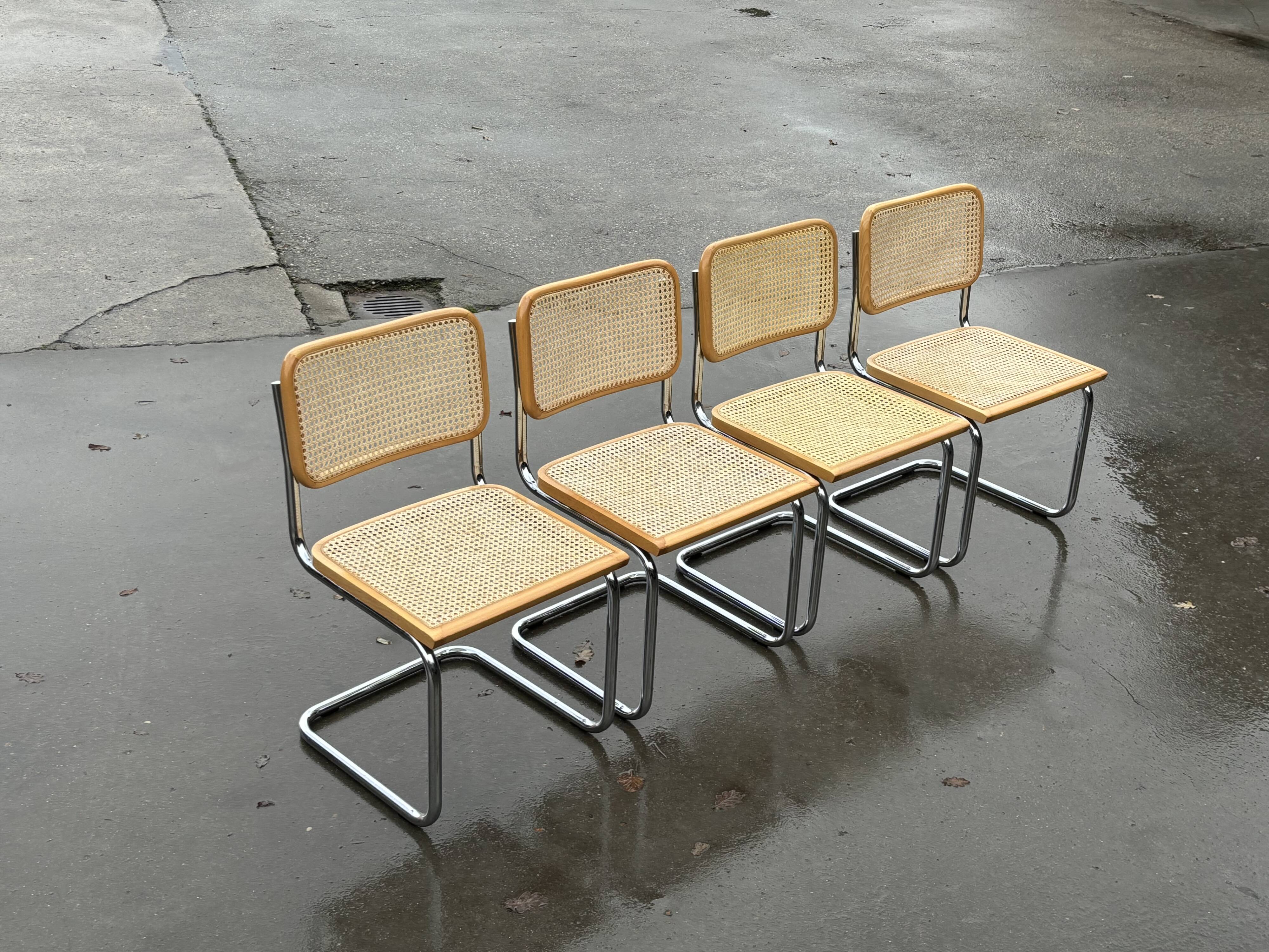 Set of 4 chairs Cesca B32 designed by Marcel Breuer design made in Italy