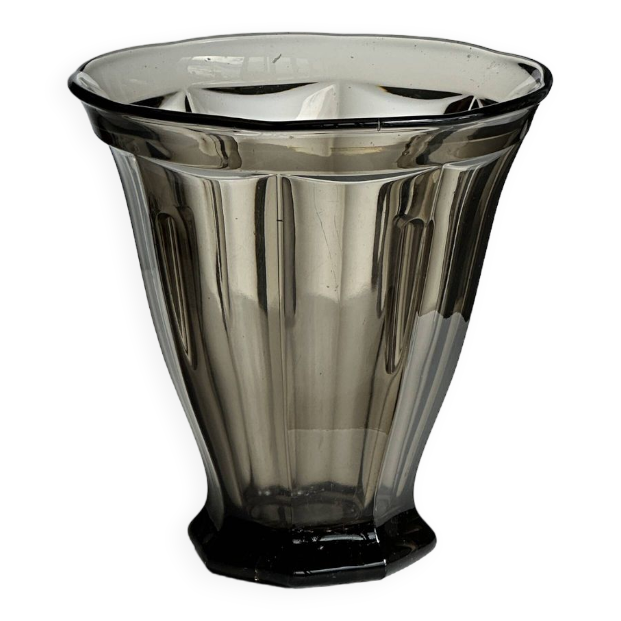 Smoked molded glass vase H:17cm