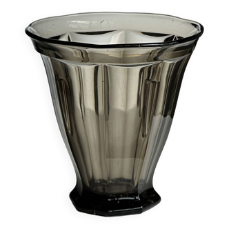 Smoked molded glass vase H:17cm