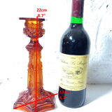 Pair of amber glass torches decorated with gothic motifs