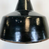 Industrial black enamel pendant lamp with cast iron top, 1970s