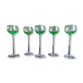 5 glasses on foot with digestive /vintage liqueur