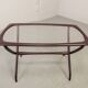 Italian Design Wooden Scissor Frame Side Table with Glass Top. Italy, 1950s