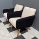 set of 2 black and White boucle lounge chairs 1960s