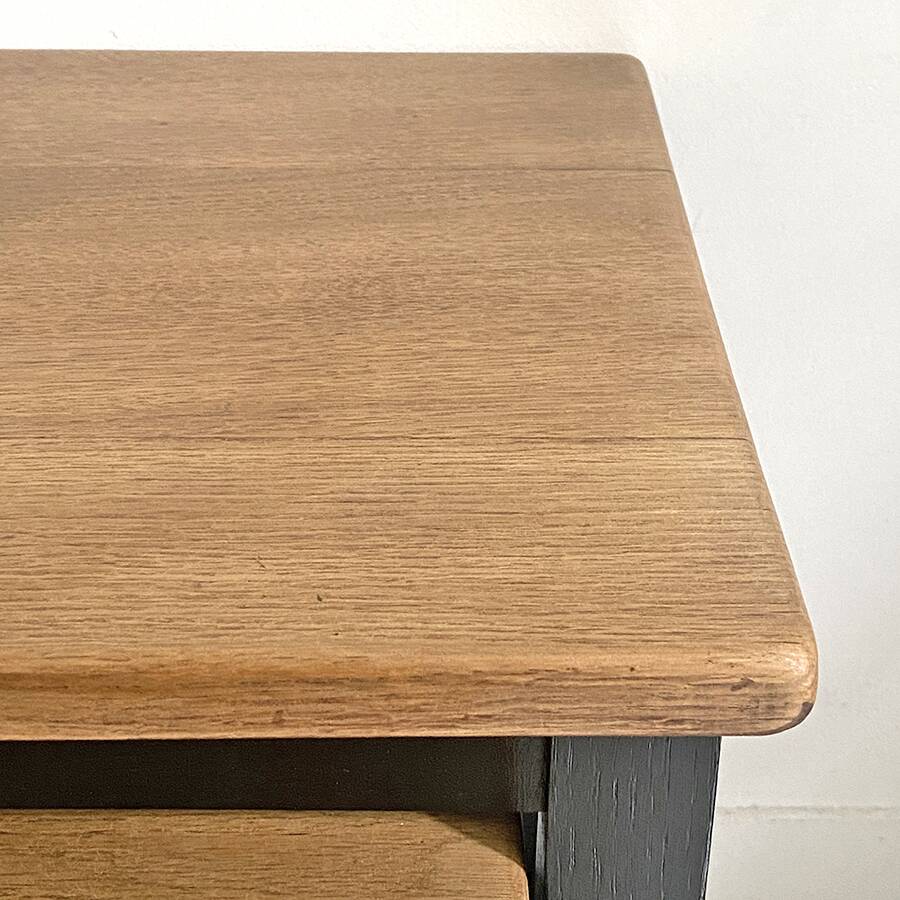 Nesting tables brutalist style solid oak 1960s