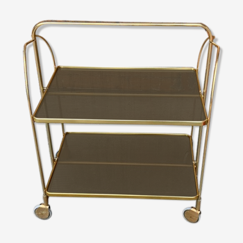 Vintage Folding Trolley in Gold Brass and Plastic