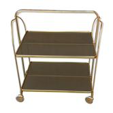 Chariot pliant vintage en laiton doré et plastique