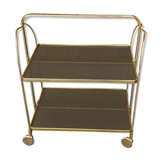 Vintage Folding Trolley in Gold Brass and Plastic