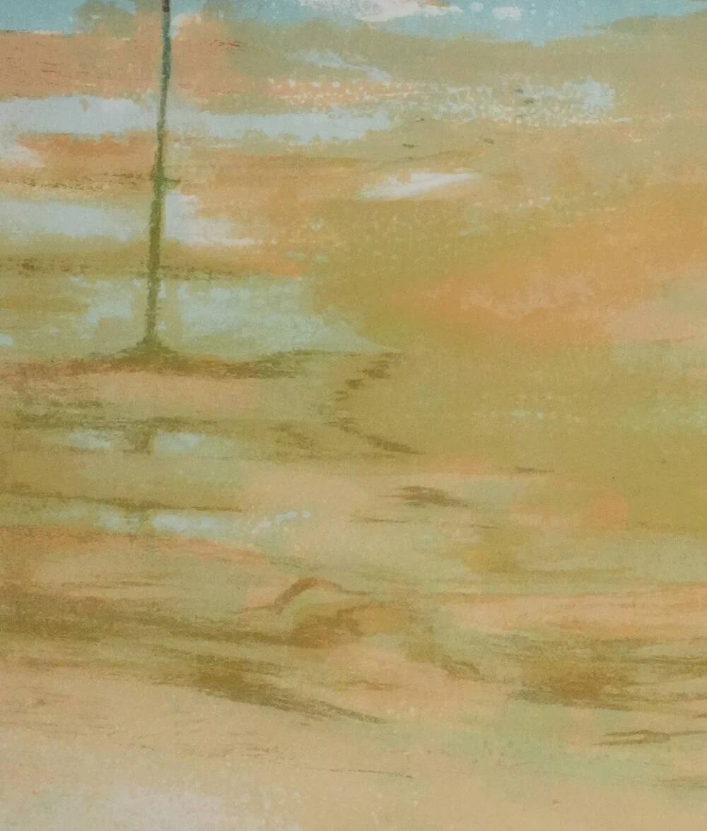 Paul COLLOMB: The ocean beach, original signed lithograph.