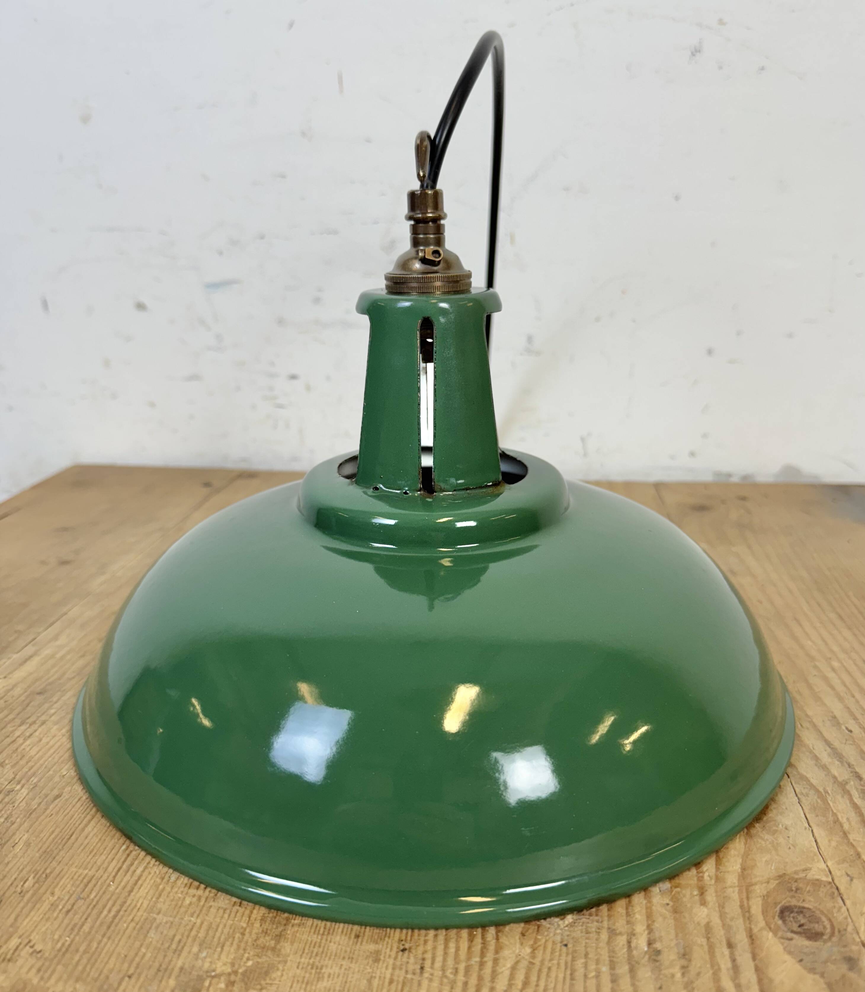 Industrial Green Enamel Factory Pendant Lamp, 1960s