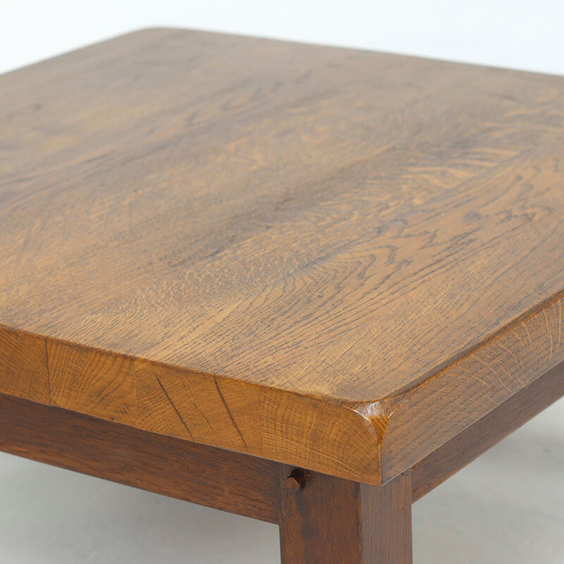 Vintage Rustic Brutalist Mid-Century Coffee Table from Oak