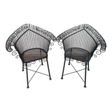 Pair of vintage wrought iron armchairs