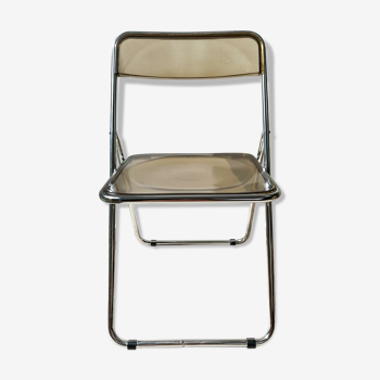 Folding chair chrome and plexi smoked 70s