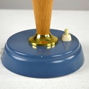 Blue Metal, Brass & Teak Table or Desk Lamp by Ringus, Sweden, 1950s