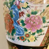 Chinese baluster porcelain vase with polychrome decoration of flowers and pagoda size xxl