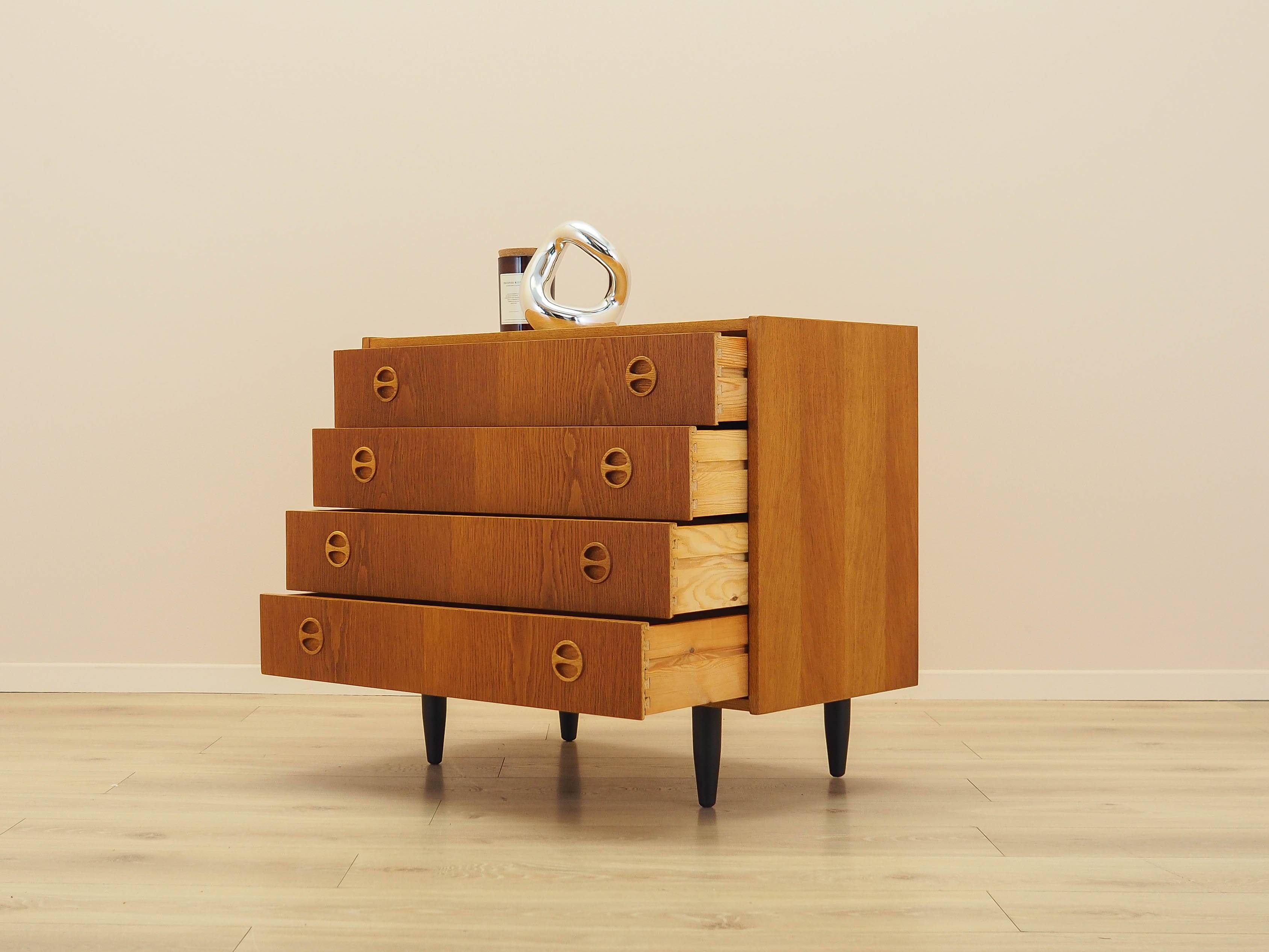 Ash chest of drawers 1970s with distinctive handles, Denmark