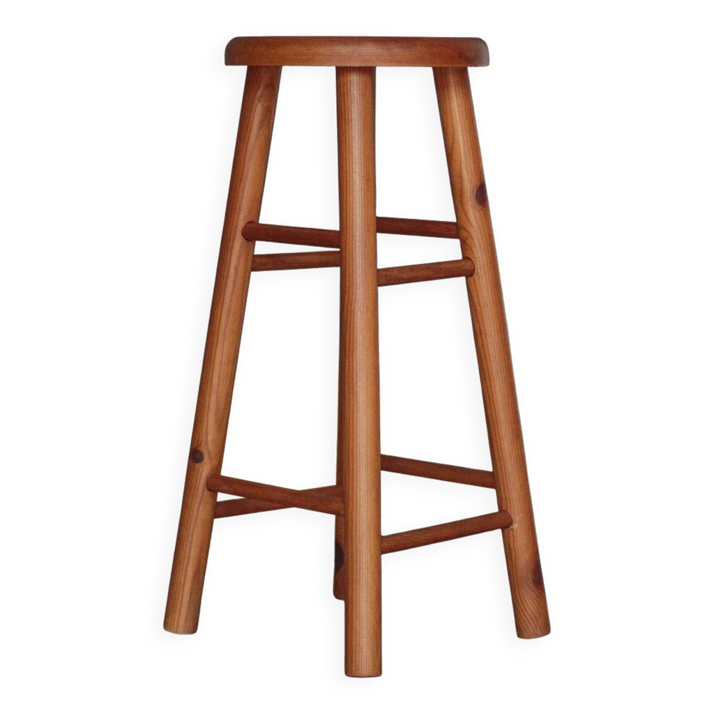 Tabouret Bois Métal 50 Cm – Style Industriel, Repose-Pieds Ou Tabouret D'Appoint, Pas De Montage, Marron Foncé – Charge 110 Kg
