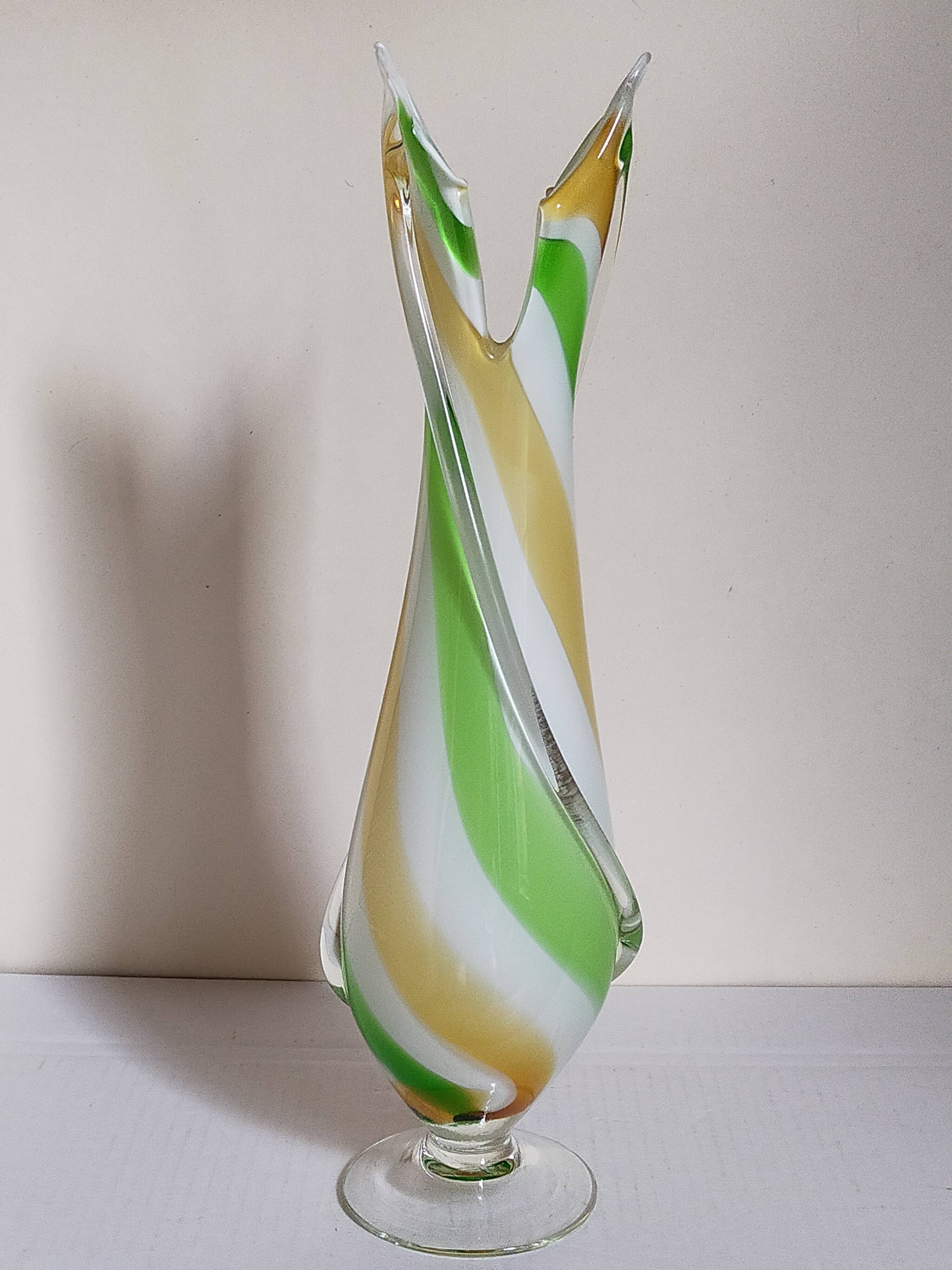 Vintage two-tone glass vase 39 cm