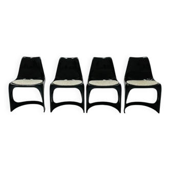 Danemark années 1970 4 chaises de salle à manger Space Age conçues par Steen Ostergaard pour Paul Cadovious