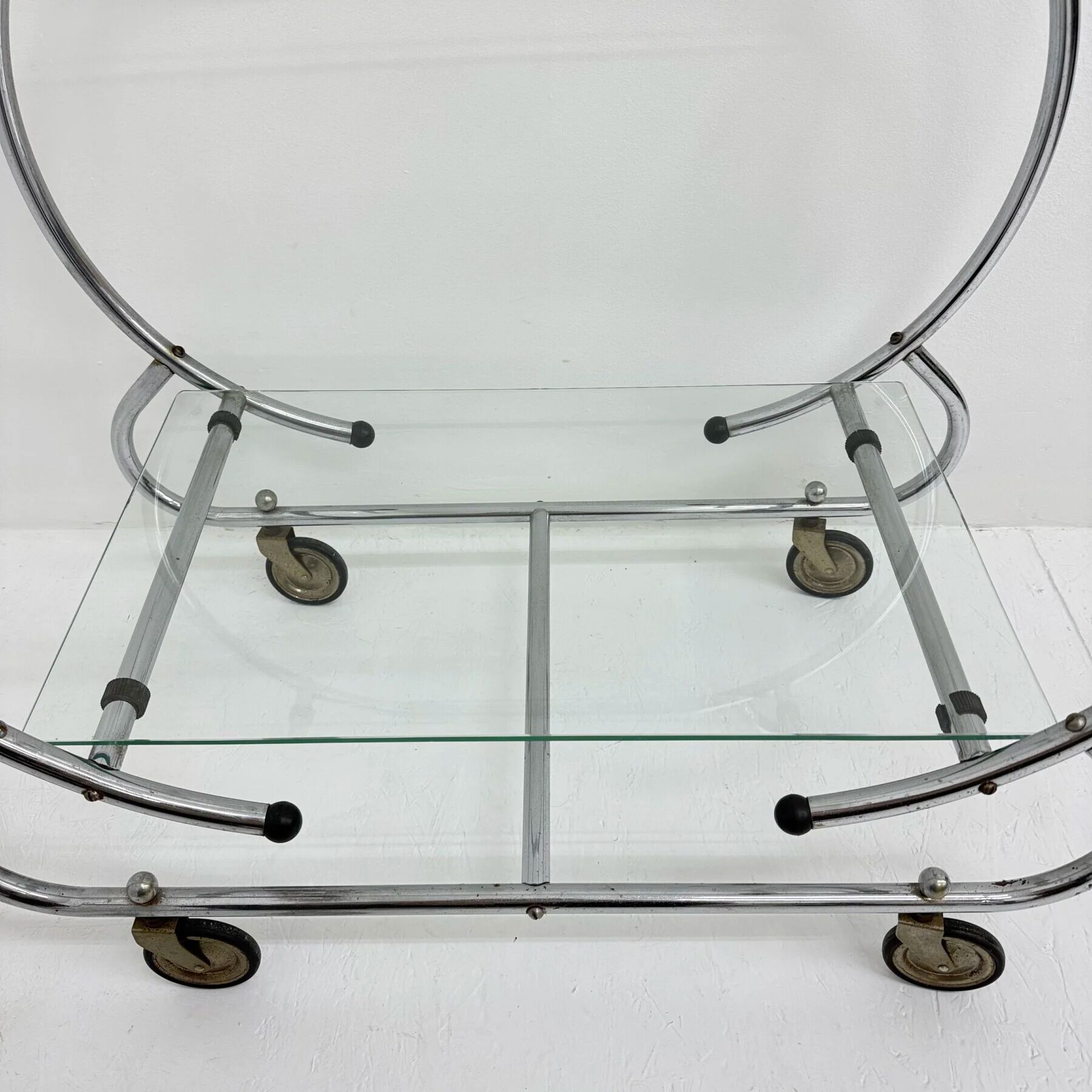 Art deco bar cart trolley chrome tubular, 1930s