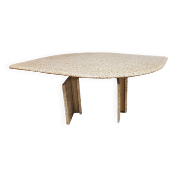 Eye-shaped marble coffee table