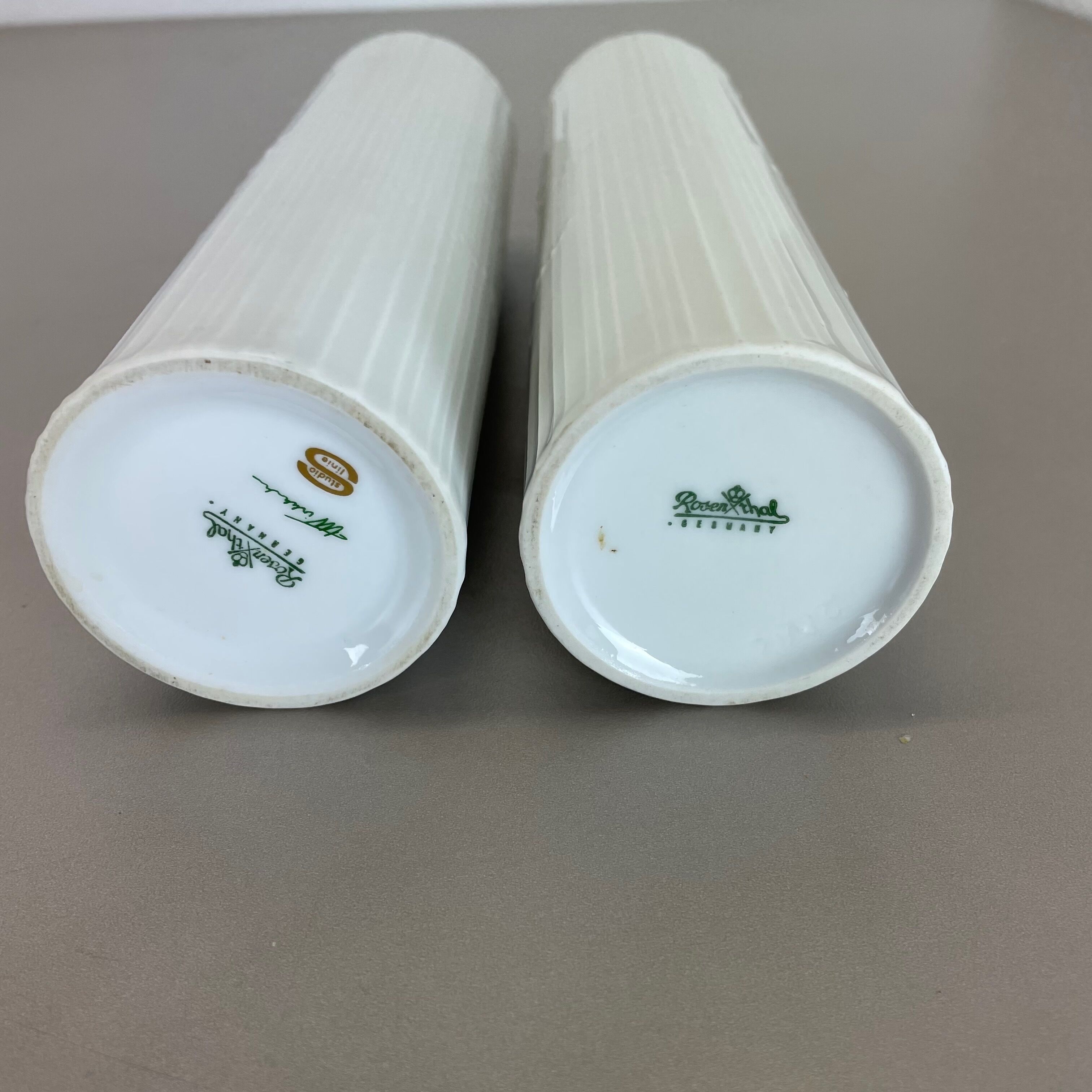 Set of 2 Abstract Op Art Vase Tapio Wirkkala Rosenthal Studio Line Germany 1980s