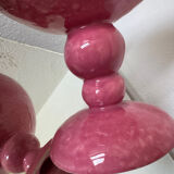 Grande coupe sur pied faïence Digoin rose