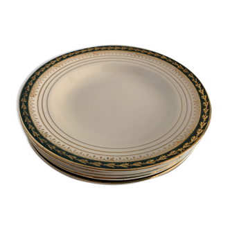 5 assiettes creuses en porcelaine dorée et verte Saint Amand Ceranord