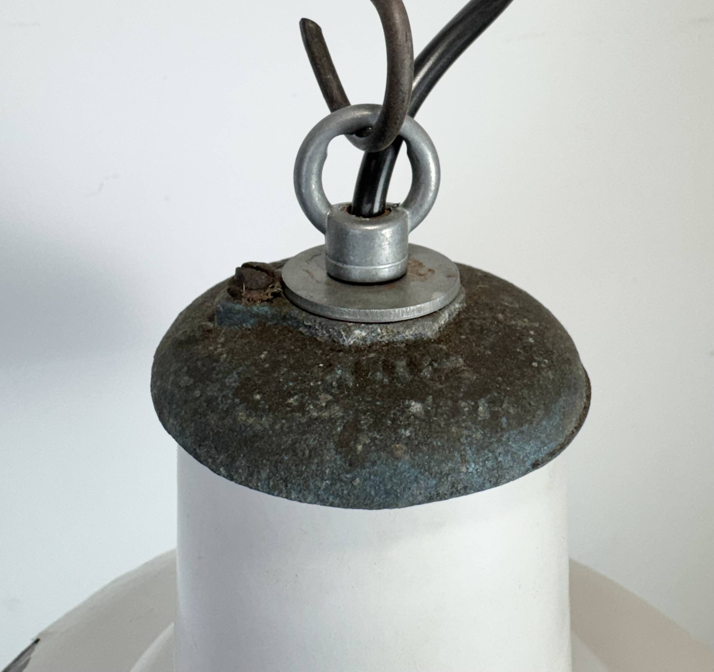 Industrial British White Enamel Factory Pendant Lamp from Benjamin, 1960s