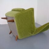 Italian Mohair Wingback Chair, 1950s