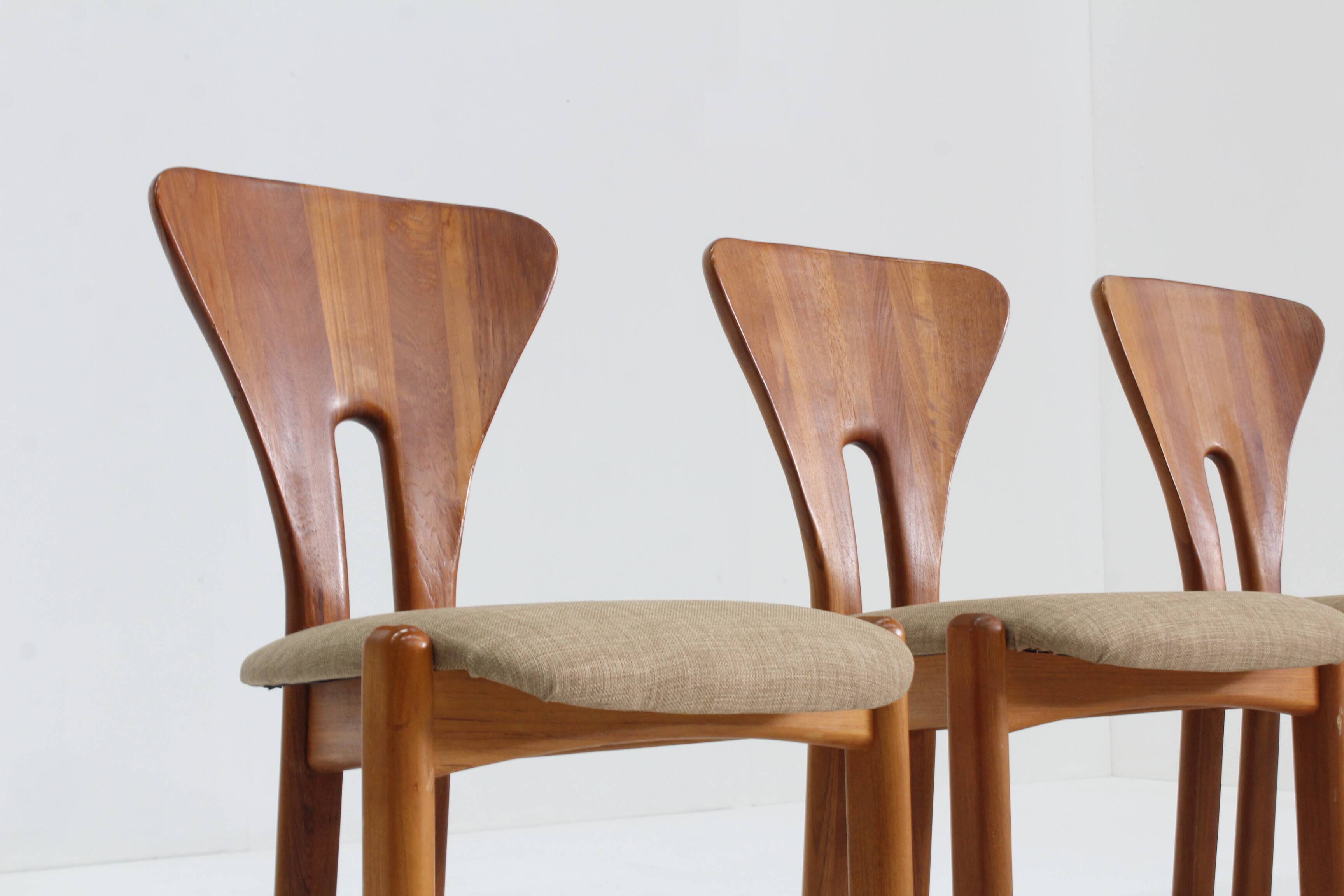 Vintage Danish Mid century teak Dining Chairs solid wood , Set of 4