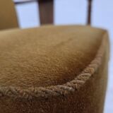 1950s, Danish vintage armchair, original green furniture velour, oak wood.