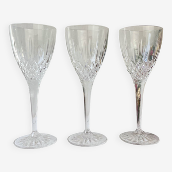 3 vintage chiseled crystal glasses