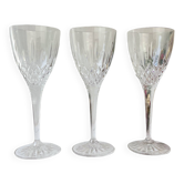 3 vintage chiseled crystal glasses