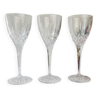 3 verres en cristal ciselé vintage