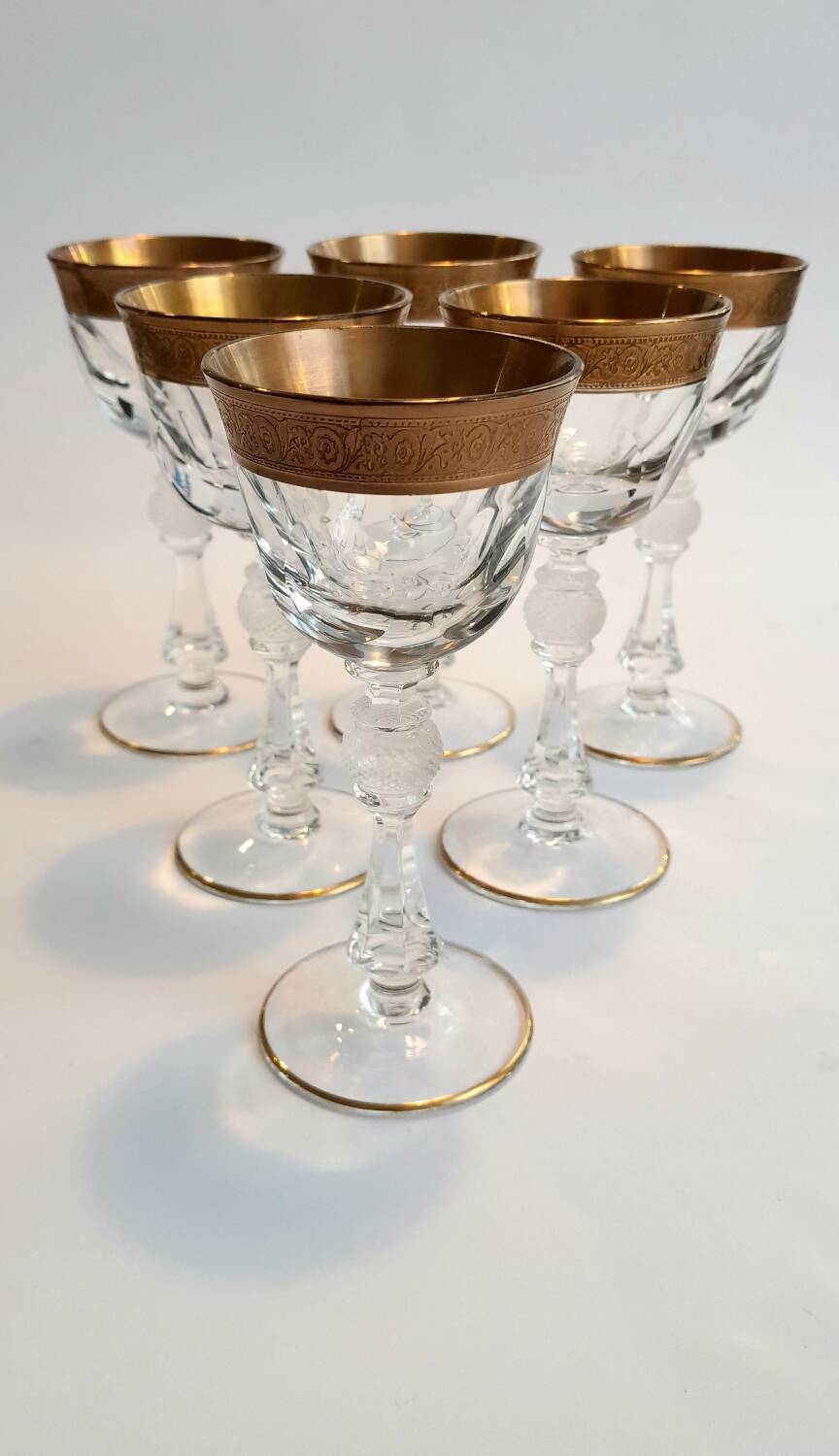 6 Moser Bohemian Crystal Liqueur Glasses