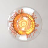 Art Deco Italian Pink Fabric and Brass Globe Pendant Lamp