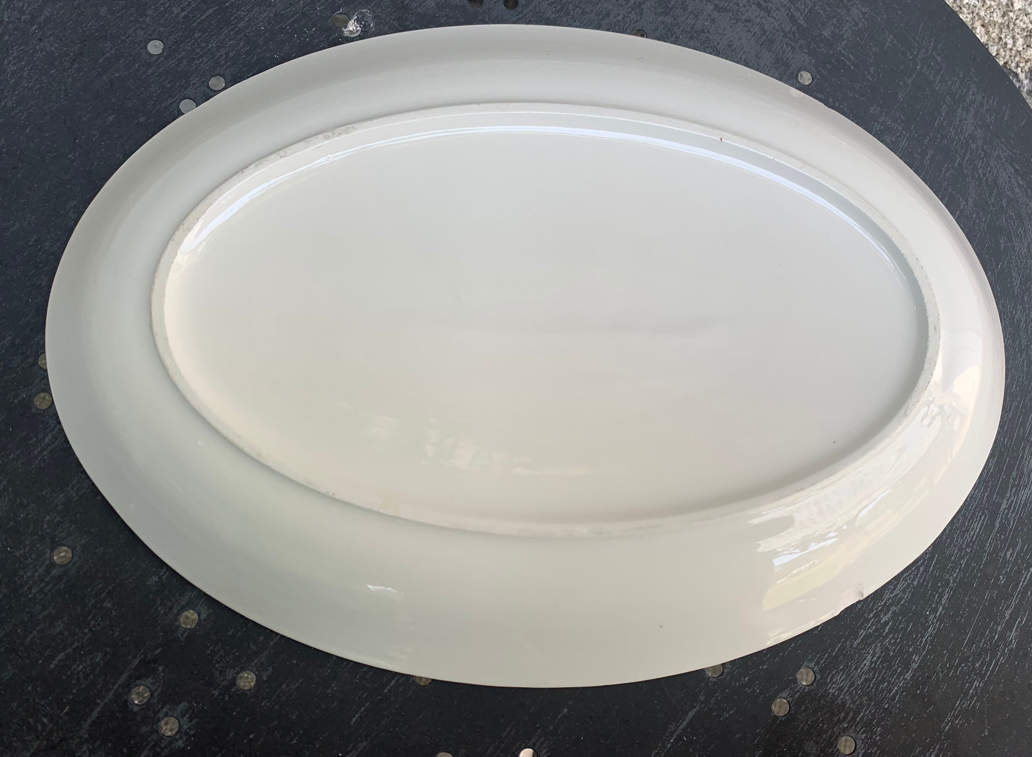 Serving dish in earthenware herbarium model, viola odorata mill of wolves orchies france vintage