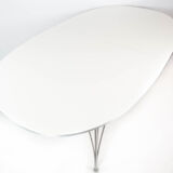 Super Ellipse dining table with white laminate by Piet Hein and Arne Jacobsen
