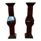 Garance Vallée for Monoprix. Duo of sculptural wooden candlesticks