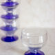 5 verres pied bleu style art déco