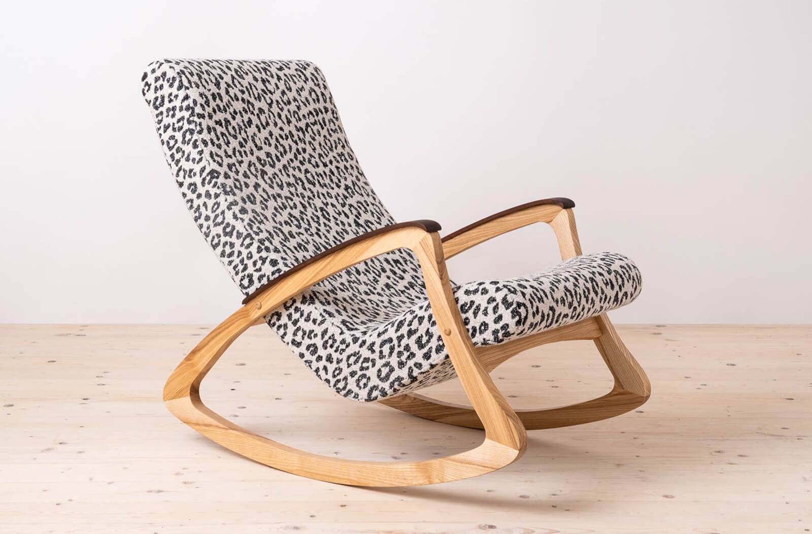Mid Century Modern Vintage Rocking Chair, Czechoslovakia, 1950s, Reupholstered