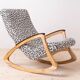 Mid Century Modern Vintage Rocking Chair, Czechoslovakia, 1950s, Reupholstered