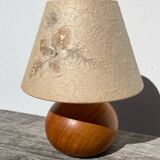 Vintage beige wooden ball lamp