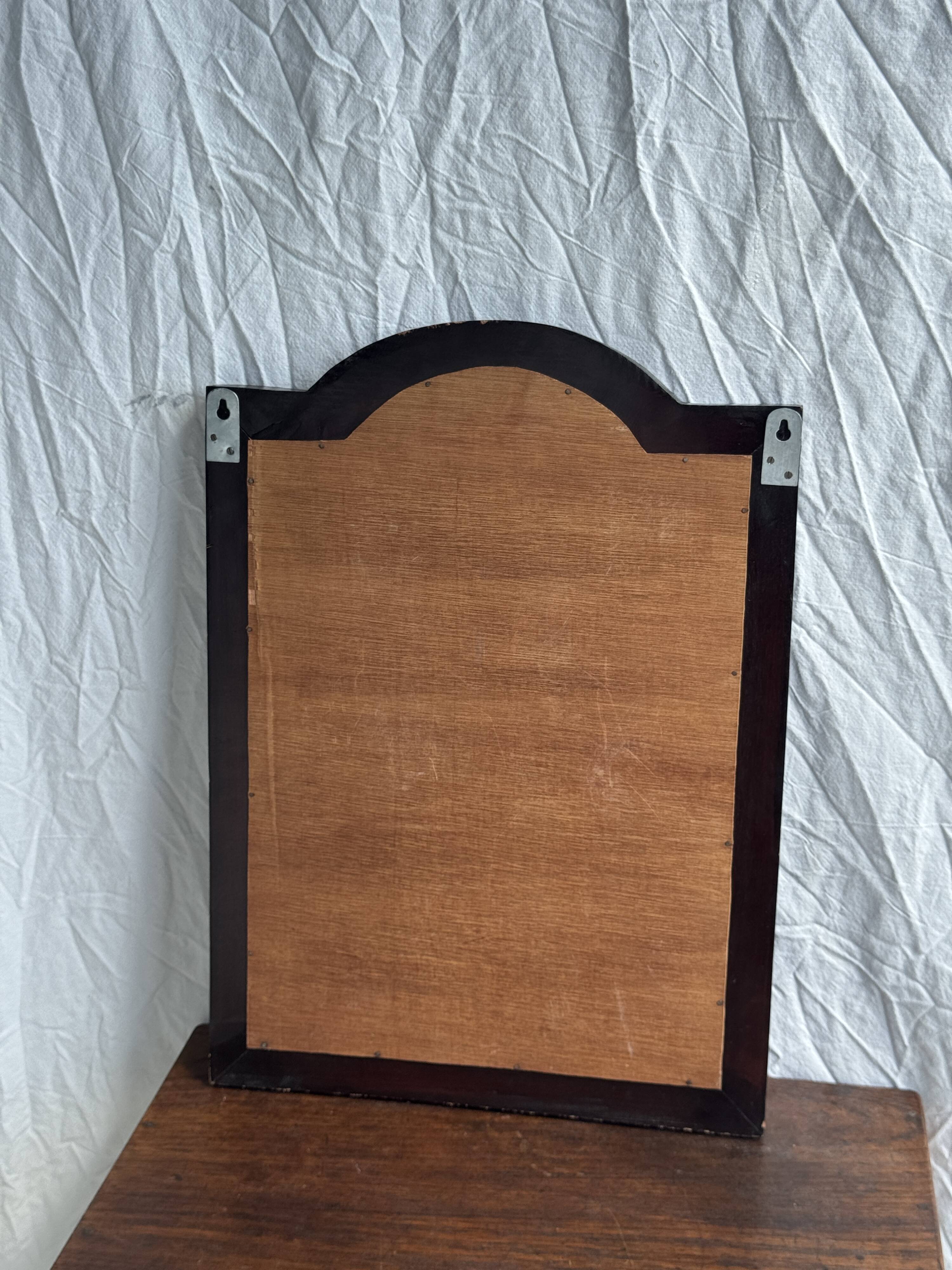Dark brown wooden mirror with two baguettes H55 L40